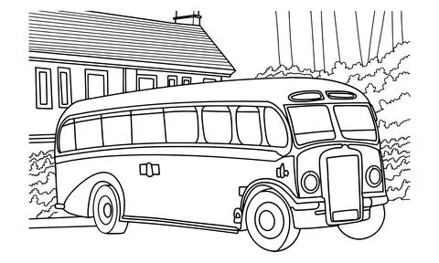 Bus illustration in hand drawing. Stockillustratie