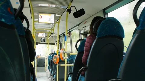Bus, interior. During the trip Stock Footage 90767942