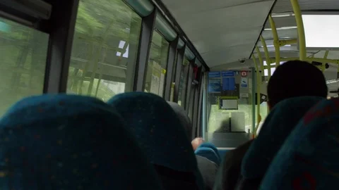 Bus, interior. During the trip. green environment Stock Footage 91292740