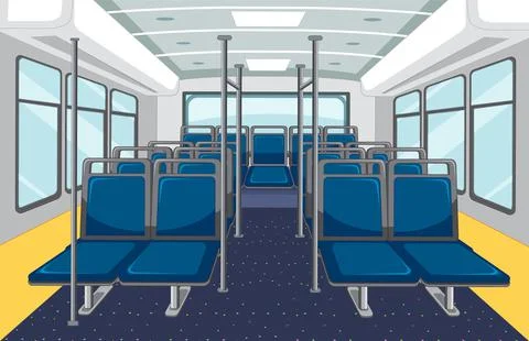 Bus interior with empty blue seats Stock Illustration