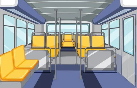 Bus interior with empty yellow seats Stock Illustration