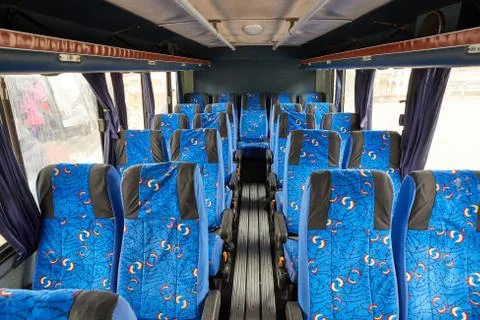 Bus interior seats Stock Photos