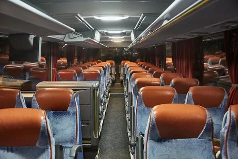 Bus interior seats Stock Photos