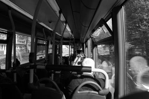 Bus journey B&amp;W Stock Photos
