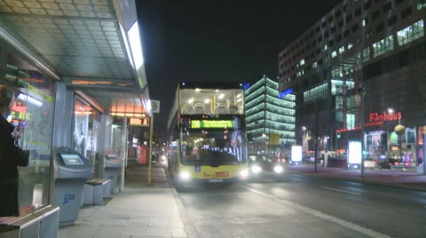 Bus leaving station  Stock Footage 1086317