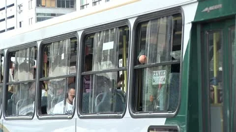 Bus Leaving A Stop in Rio De Janeiro, Brazil Video stock 19705935