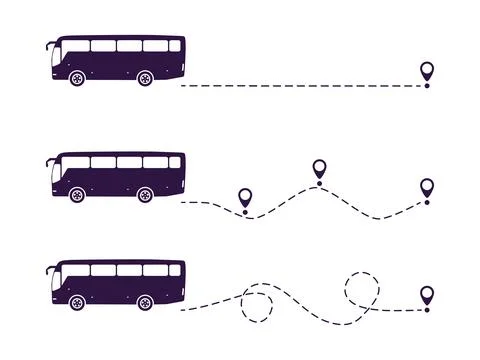 Bus with line start point set. Stock Illustration