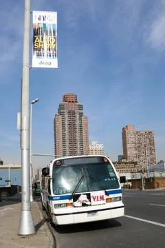 Bus in Manhattan Stock Photos