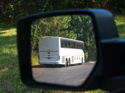 Bus in mirror Stock Photos