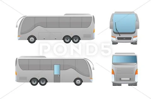 Bus mock up ten wheel Stock Illustration ~ Graphic #56196596