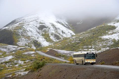 Bus in mountain Stock Photos