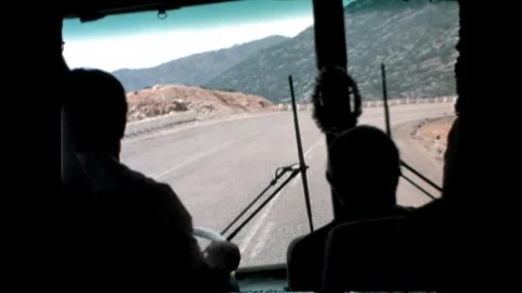 Bus on Mountain Road Stock Footage 278040236