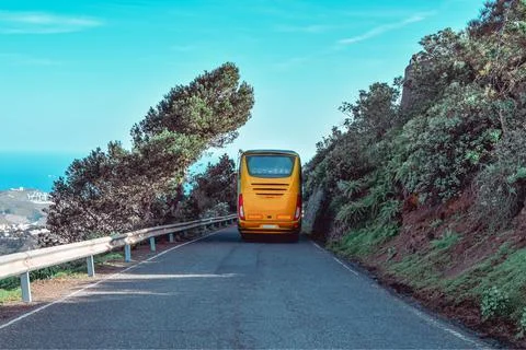 Bus on the mountains Stock Photos