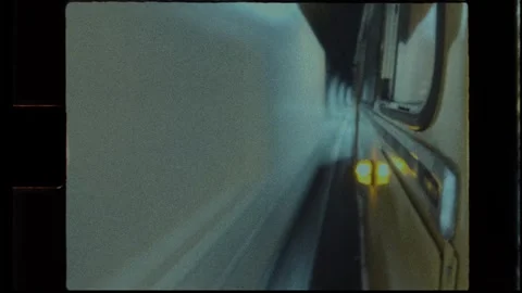 Bus Moving Fast Through Tunnel With Motion Blur Shoot On 8mm Film Camera Stock Footage 293505315