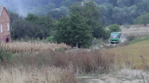 Bus on nature Stock Footage 58148563