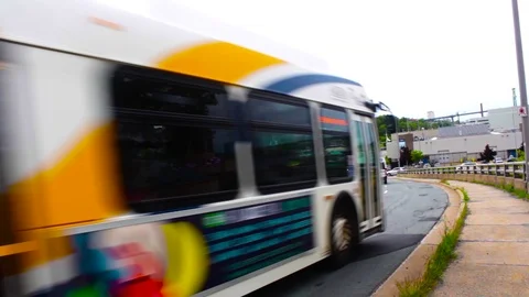 Bus On Naval Trail, Halifax, Nova Scotia, Canada Stock Footage 91757490