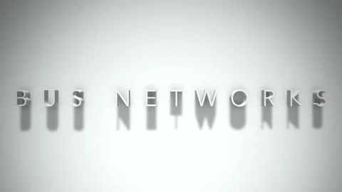 Bus networks 3D title animation white text on a white background Video stock 298895115