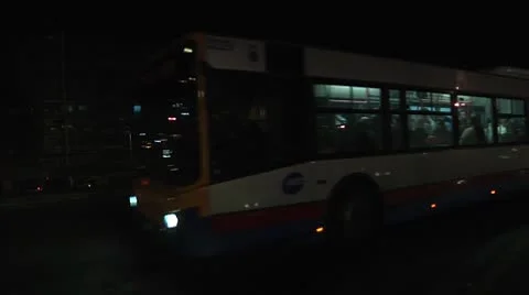 Bus at night. Stock Footage 8881094