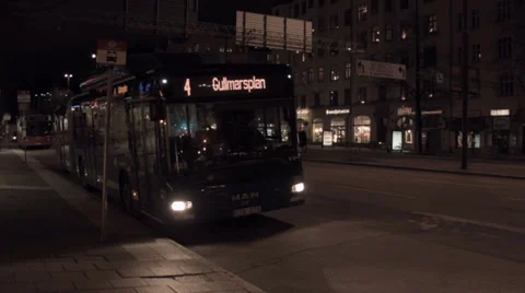 Bus by night. Stock Footage 33732947