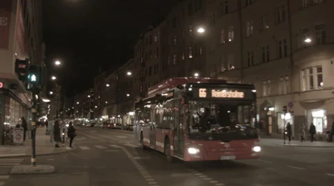 Bus by night. Stock Footage 33748690