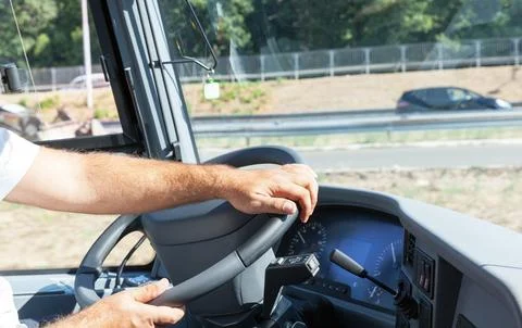 Bus or coach driver at work Stock Photos