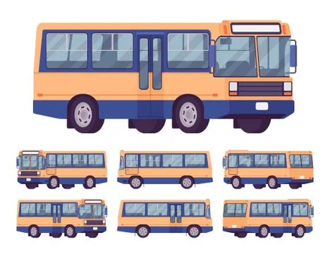 Bus orange-blue set Stock Illustration