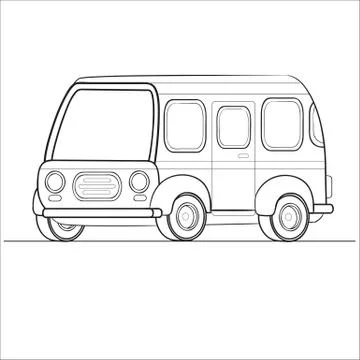 Bus outline, coloring, isolated object on a white background, vector Stock Illustration