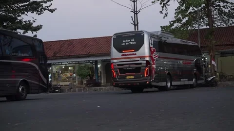 A bus is parked at the terminal Video stock 295873795
