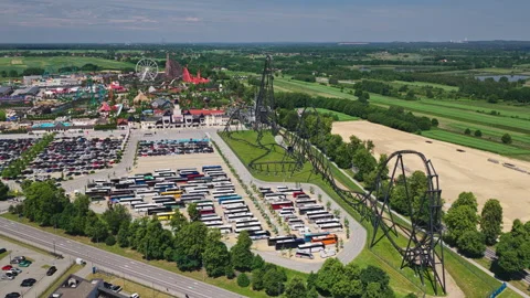 Bus At The Parking Lot Next To Hyperion Roller Coaster At Energylandia Stock-Footage 337773772
