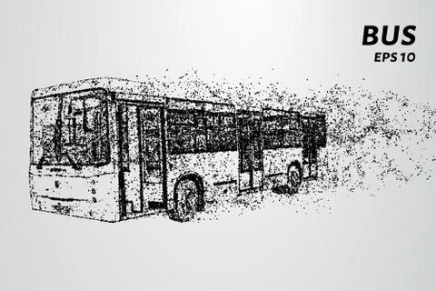 The bus from the particles. The bus consists of circles and points. Vector il Illustrazione stock