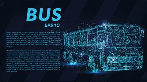 The bus from the particles. The bus consists of dots and circles. Vector illu Stock Illustration