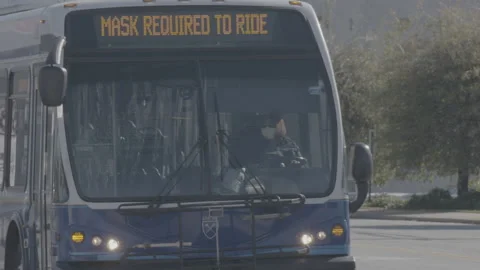 Bus Passing by COVID-19 Stock Footage 148176769