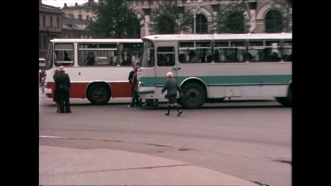 Bus Passing Historic Building Stock Footage 278399455