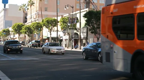 Bus passing by in LA Stock Footage 65326652