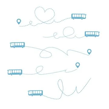 Bus with path set Stock Illustration