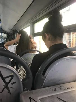 Into the bus Foto stock