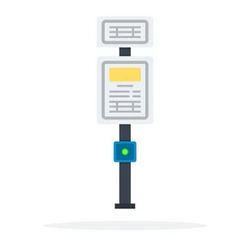 Bus pole with a button vector flat material design isolated object on white Stock Illustration