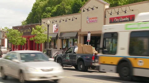 Bus Pulls up to Bus Stop Video stock 41868484