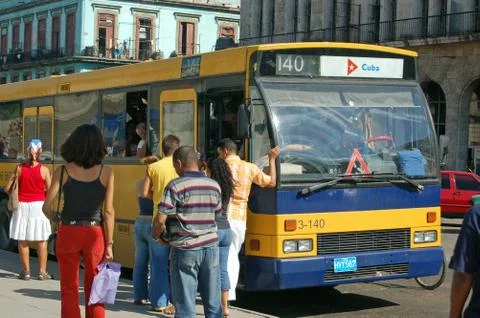 Bus queue, Havana Stock Photos