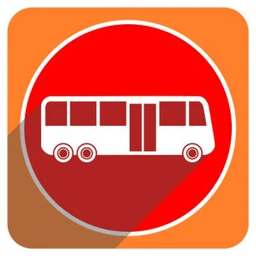 Bus red flat icon isolated. Stock Illustration