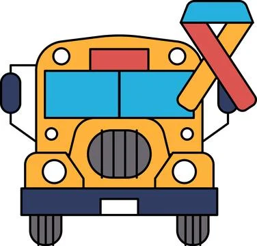 A bus with a ribbon on it Stock Illustration
