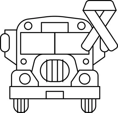 A bus with a ribbon on it Stock Illustration