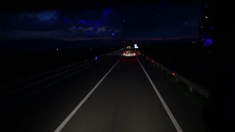 Bus ride through the night Stock Footage 79791317