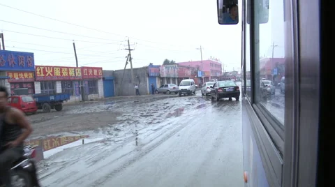 Bus ride, traffic, Inner Mongolia, China Stock Footage 58608401