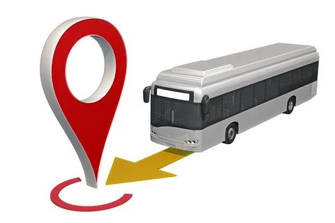 Bus rides to point pin map Stock Illustration