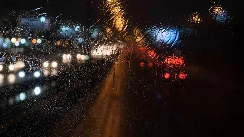 The bus rides through the rain Stock Footage 110706068