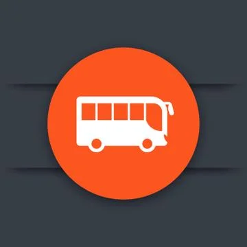 Bus round flat icon, side view Stock Illustration
