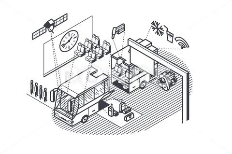 Bus scheme with footnotes Stock Illustration