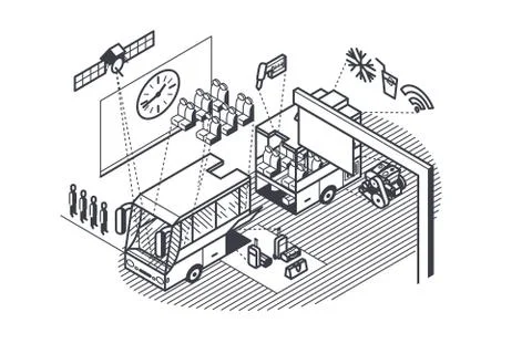 Bus scheme with footnotes Stock Illustration