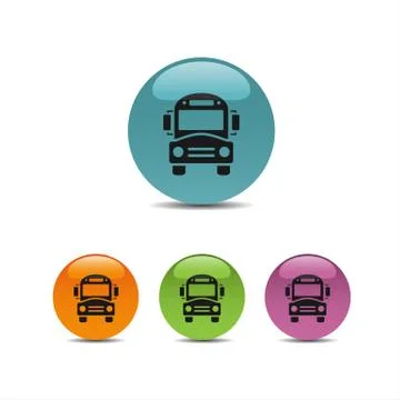 Bus school icon on a colored buttons Illustrazione stock